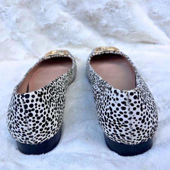 Something Navy Lily Spotted Pony Hair Flats Women’s 10 Animal Print Square Toe - Picture 7 of 9